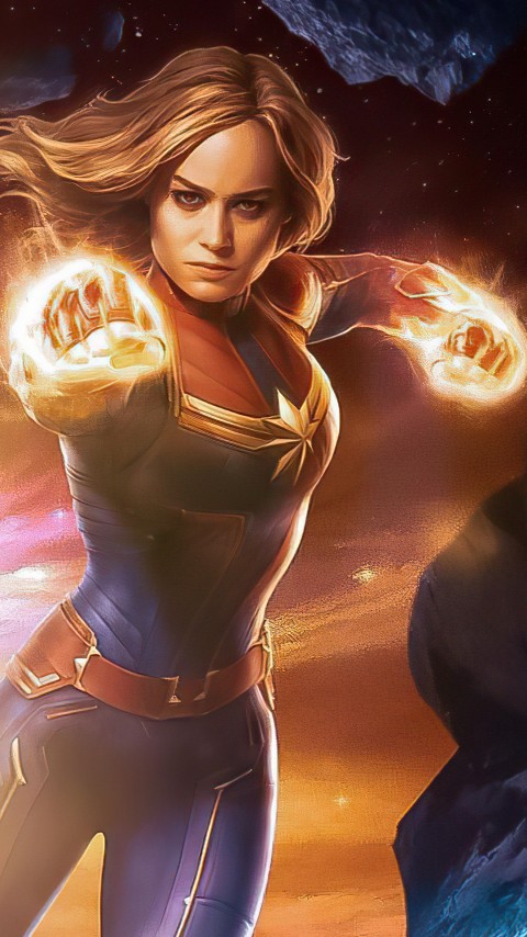 Carol Danvers Captain Marvel Comics Wallpaper Phone