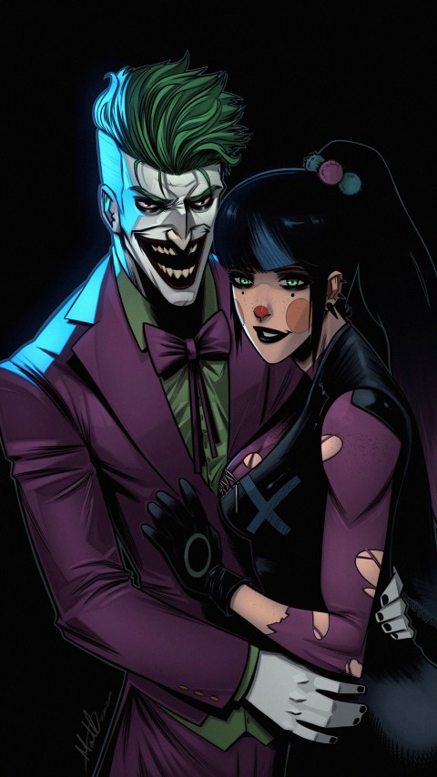 The Joker And Punchline Art Mobile Wallpaper