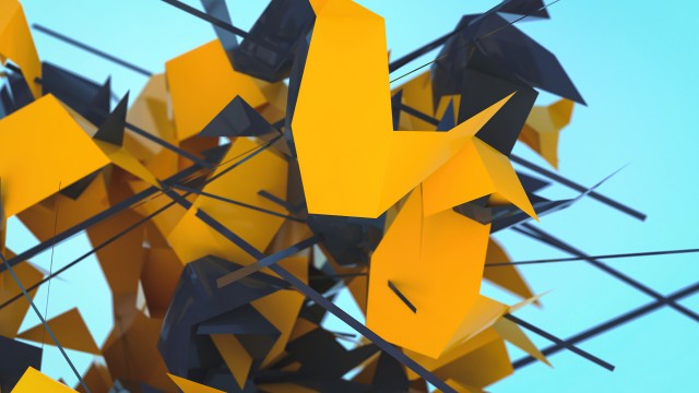 Origami Yellow Swirl 5K Background