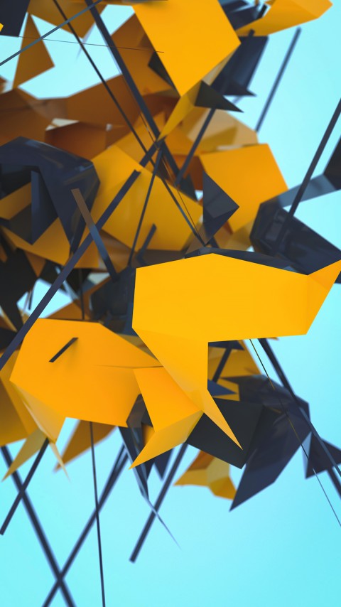 Origami Yellow Swirl Wallpaper For Phone