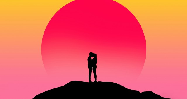 HD Couple Kissing Silhouette Wallpaper