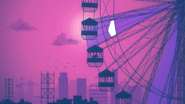 Ferris Wheel Evening Romance Picture Wallpaper
