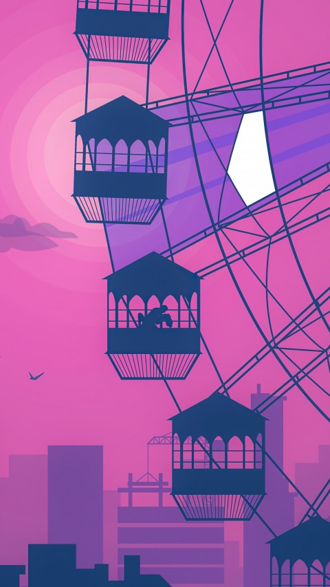 Free Ferris Wheel Evening Romance Wallpaper For Mobile