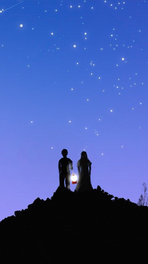 Couple Starry Stars Night Wallpaper For Phone
