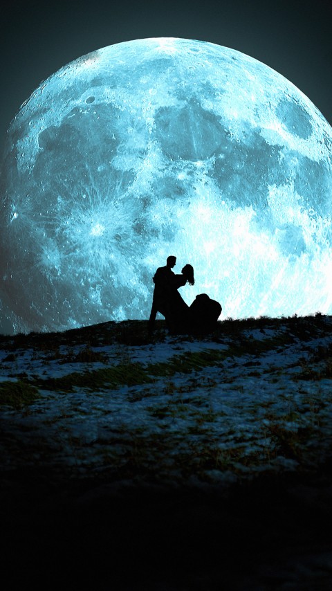 Lovers Moon Romance Phone Wallpaper
