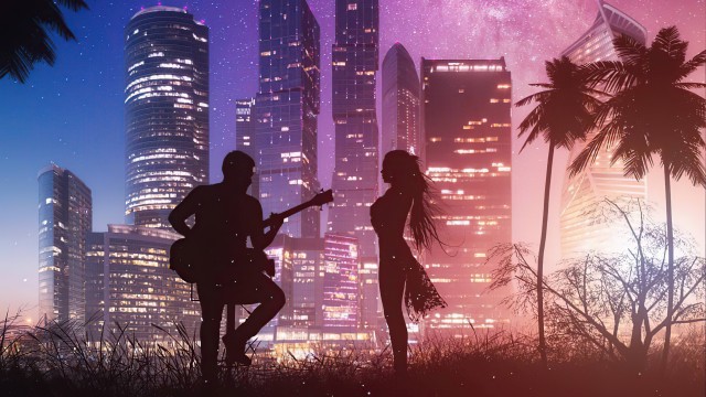 Lovers Making Music 5K Wallpaper Background
