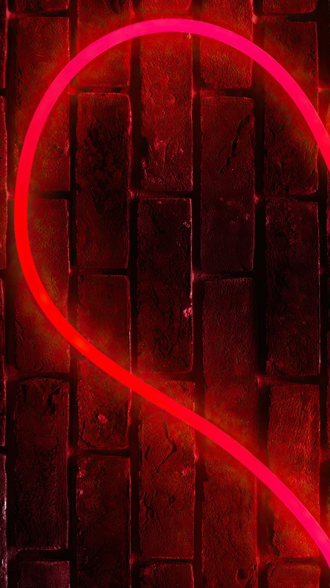 Neon Heart Wall left Phone Wallpaper