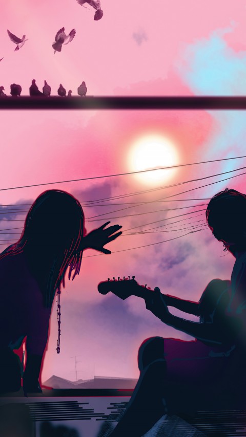 Lovers On The Sunshine Amoled Wallpaper