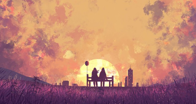Couple Love Sitting HD Background