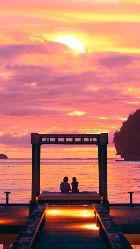 Sweet Sunset Couple 4k Mobile Wallpaper
