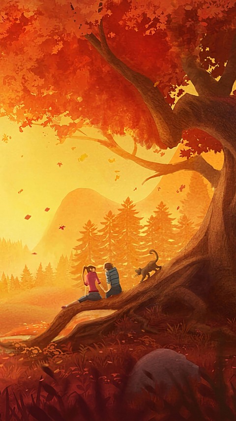 4k Young Couple In Sunset Phone Wallpaper