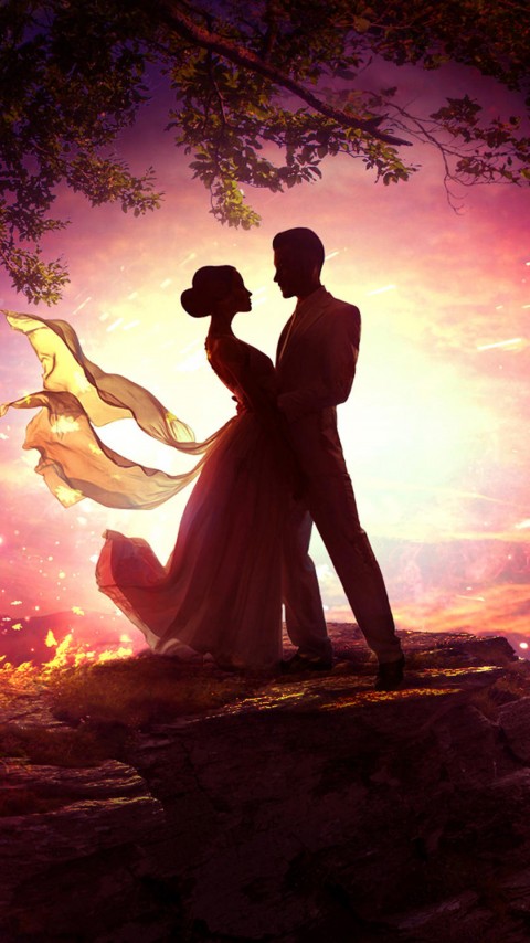 4k Couple Dancing In Moonlight Phone Wallpaper