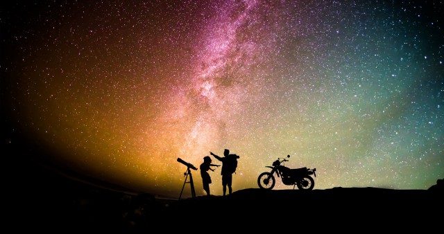 Ultra HD Couple Motorcylist At Aurora Wallpaper
