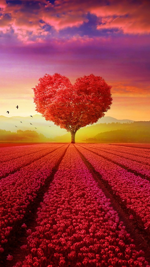 Blooming Red Heart 4k Phone Wallpaper
